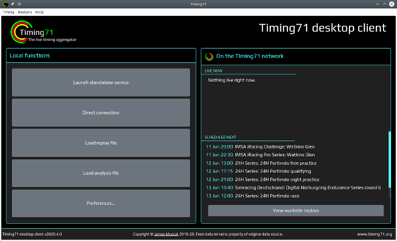 Screenshot of the Timing71 desktop client